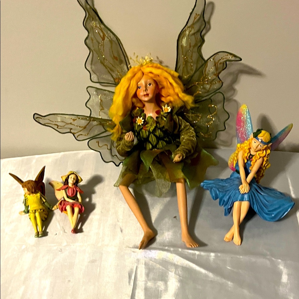 Fairy Figurine Set with Green and Blue Accents